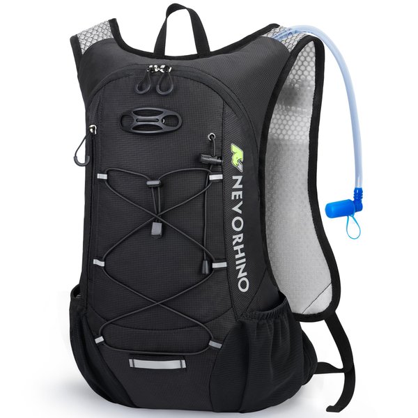 N NEVO RHINO Lightweight Hydration Backpack, Running Backpack with 2L Water Bladder, Hydro Water Daypack for Cycling Hiking Rave for Men Women