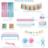 Ylibtool Baby Gender Reveal Decorations Kit,129 pcs Boy or Girl gender Reveal Decorations Party Supplies with Gender Reveal Tablecloths Cake Toppers Fringe Curtains Mom Sash Tissue Paper Paper Pom
