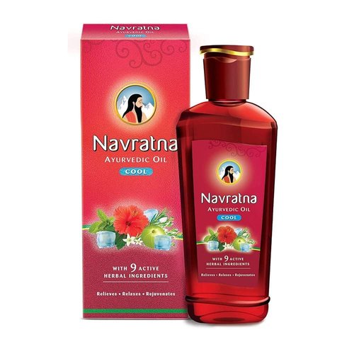 Navratna Ayurvedic Cool Oil | With 9 Active Herbal Ingredient | Relaxing Head Massage Oil | Quick Relief from Headache & Body Ache | 16.91 FL Oz/500