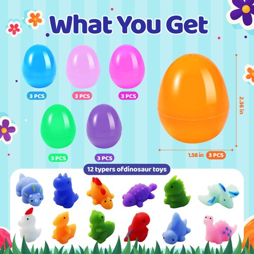 24 Pack Prefilled Easter Eggs with Easter Squishy Toys for Kids, Basket Stuffers,Filled Egg Hunt, Party Favors, Gifts Classroom Prize