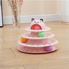 Suhaco Interactive Cat Toys for Indoor Cats Fun Roller 4 Level Cat Tower with Cute Stickers Turntable Kittens Ball Teaser Toy (Pink)