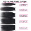 Kinky Straight Clip ins Real Human Hair Extensions 10pcs 22Inch Brazilian Virgin Clip in Human Hair For Black Women (22 Inch)