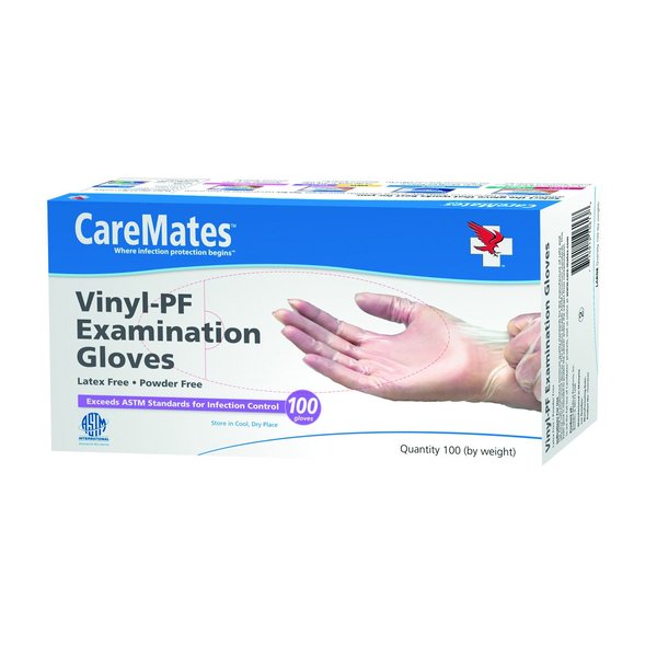 CareMates Vinyl Medical Exam Gloves, Latex Free Rubber, Powder Free, Extra Strong, 4 Mil Thick, Certified for Home Infusion, First Aid, Food Safe, Cleaning Gloves, Medium, 100-Pack