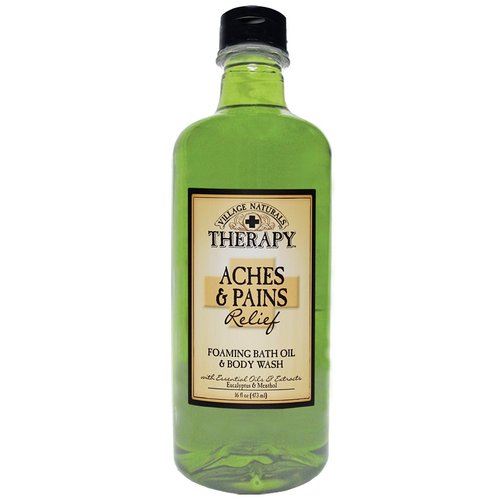 Village Naturals Therapy Foaming Bath Oil, Aches and Pains, 16 Ounce