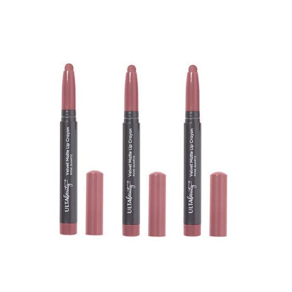 Ulta Beauty 3 Pack Velvet Matte Lip Crayon. Rose Quartz. Size 0.05 oz.