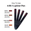 FantasyDay Magic 4 in 1 Makeup Pen - Pop Up 4 Colors Berry/Mocha/Nude Pink/Mauve Lip Liner Pen, Spot Pen - Travel Makeup Design - Versatile Shades