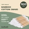 Bamboo Cotton Swabs - 500 Count - Vegan Cotton Swabs, Eco Friendly Double Tips, Plastic Free Ear Sticks, All Natural 100% Biodegradable Organic Cotton buds by Isshah
