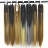 iLUU Ombre Synthetic Hair Ponytail Extensions Natural Black to Pink Color Two Tone Claw in Ponytail Hair Extensions Long Straight Hairpiece 24" 130G/Set Pony Tail 1BTPink