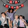 Happy Birthday Banner Sign Red Black Cardstock Decorations Birthday Flag Bunting Backdrop Decor Party Supplies Happy Birthday Decorations for Girls Boys Women