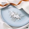 Catery Flower Bride Wedding Hair Comb Bridal Hair Pieces Bride Rhinestones Hair Jewelry Opal Headpieces Bead Side Combs Decorative Hair Accessories for Women and Girls (A-Silver)