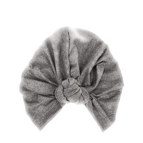 Women Turban Pre Tied Top Knot Flower Decor Head wrap Hair Accessories (Dark Grey)