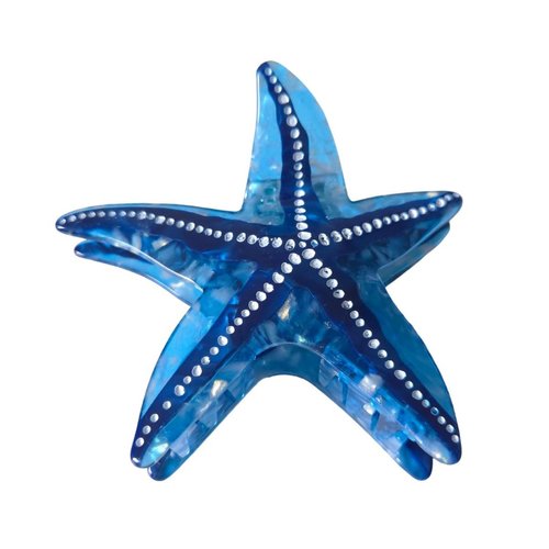 Funny Big Starfish Hair Clip,Acetate Hair Clip,Big Claw Clip for Women,Blue, 1 Count (Pack of 1)