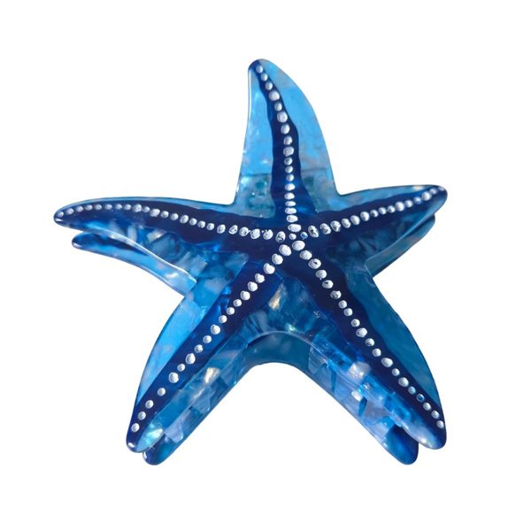Funny Big Starfish Hair Clip,Acetate Hair Clip,Big Claw Clip for Women,Blue, 1 Count (Pack of 1)
