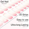 Wekcekcek Semi Cured Gel Nail Strips, 20pcs Gel Nail Polish Stickers, Pink Gel Nail Stickers - Work with Any UV Lamp, Long Lasting Full Nail Wraps with Nail File and Stick