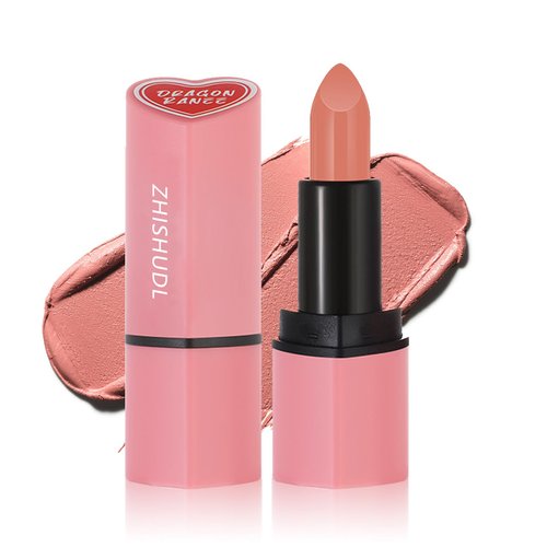 ZHISHUDL Matte Nude Lipstick Velvet Heart Shaped Lip Stick,Nude Lip Stain Lip Tint Long Lasting Non Stick Cup Neutral Lipstick for Women - 03 Nude