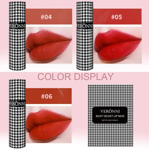 VERONNI 3 Colors Matte Lip Mud,Velvet Lip Gloss Set Multi-Purpose Matte Lipstick, Long Lasting Non-Sticky Gloss Smooth Pack Of 3 Lip Gloss Blush Makeup Set For Lips And Face (Set B)