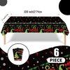 ORNACELE 6PCS Christmas Disposable Tablecloths, 108" x 54" Rectangular Plastic Waterproof Tablecover with Christmas Stocking Gift Wreath, Winter Holiday Themed Party Party Decoration Supplies