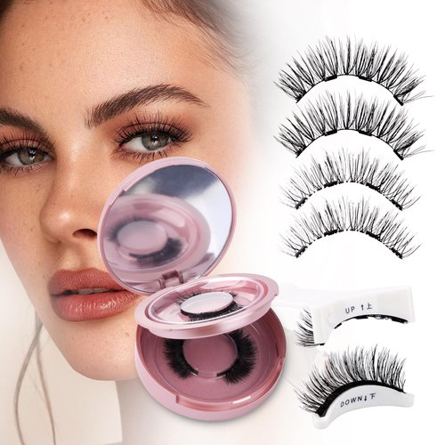 Natural Look Magnetic Eyelashes with Applicator: Reusable Magnetic Lashes, No Glue Needed, 2 Pairs of Style, 24P+KS01