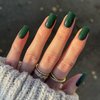 Dark Green Press on Nails Medium Short Square Nails,KXAMELIE Acrylic Nails Glue on Nails Medium Length,False Nails Press ons,Best Fake Nails for Girls Stick on Nails for Women Daily Wear in 24PCS