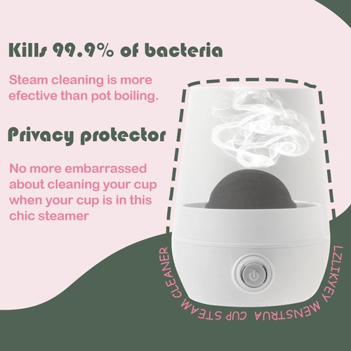 Menstrual Cup Sterilizer Steamer, 3-in-1 for Cleans, Dries, and Stores Your Period Cup- Leak-Free - 99.9% Cleaned, Suitable for Any Cups