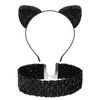 TEBIEKOY Black Cat Costume Accessories for Women Catwoman Costume Halloween Cosplay Party Sequin Cat Ears Headband and Choker Necklace for Women