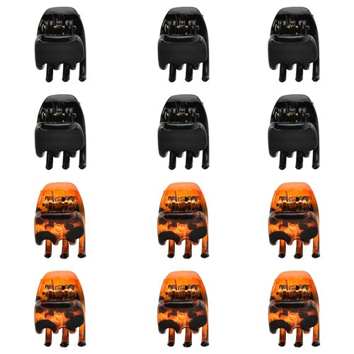Small Hair Claw Clips for Women Leopard Print Claw Hair Clips for Girls Mini Hair Claw Clamps for Women Girls 12 PCS Hair Jaw Clips for Thin Thick Hair Claw Clips for Girls Black Claw Hair Accessories