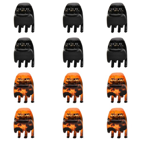 Small Hair Claw Clips for Women Leopard Print Claw Hair Clips for Girls Mini Hair Claw Clamps for Women Girls 12 PCS Hair Jaw Clips for Thin Thick Hair Claw Clips for Girls Black Claw Hair Accessories