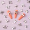 Mxxipp 60pcs Bow Nail Art Charms for Women Girl, 3D Bowknot Nail Rhinestones, Alloy Ribbon Bow Nail Decoration Supplies 3 Styles for Manicure DIY Craft- Silver