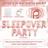 Sleepover Party Supplies for Girls - Rose Gold Sleepover Party Decorations Balloon Banner Set Sleepover Birthday Decorations for Boys Girls Theme Party