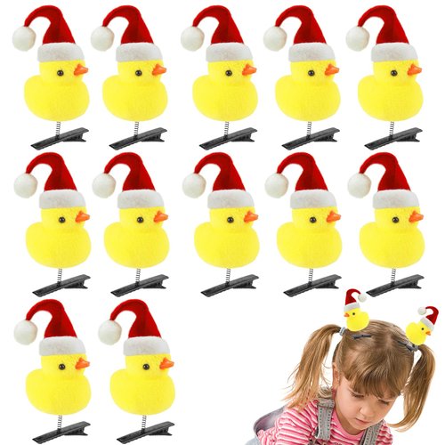 12PCS Christmas Duck Hair Clips for Women and Girls Duck Clips for Hair Kawaii Cartoon Yellow Duck Hair Accessories for School Home Party Props