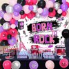Cheereveal Born to Rock Party Decorations for Girls Guitar Balloon Garland Arch Kit, Rock N Roll Musical Notes Elements Backdrop, Purple & Pink Crenics Rock Stars Theme Party Birthday Party Supplies