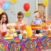 Tie Dye Birthday Party Supplies, 60's Hippie Theme Tablecloth 3Pcs Groovy Hippie Table Cover Peace Love tie dye Table Cloths for Parties