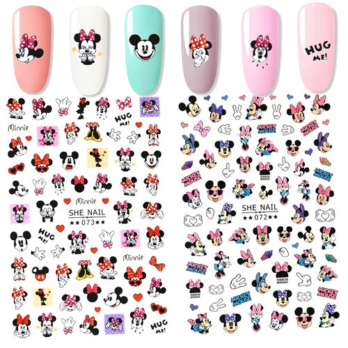 2Pieces 3D Mouse Nail Stickers Cute Kawaii Cartoon Nail Stikers Self-Adhesive Nail Decals for Women Girls Kids Nail Art Stickers (75+Decals)