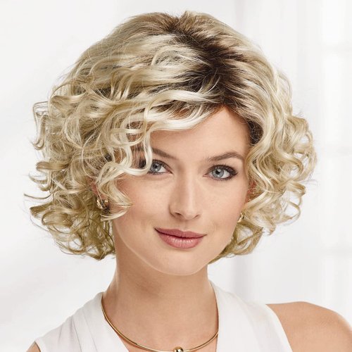 Paula Young Jenna Wig Sassy Bob Wig with Soft Spirals and Enviable Volume/Multi-Tonal Shades of Blonde, Silver, Brown and Red