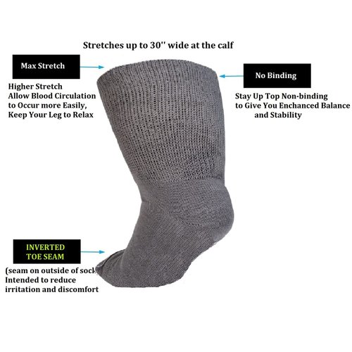 M.B. Leaf 3 Pairs Extra Wide Socks for Swollen Feet - Extra Wide Bariatric Socks, Cast Sock, Diabetic Edema Socks - Swollen Feet Socks Women, Extra Wide Mens Socks, Edema Socks and Lymphedema Socks
