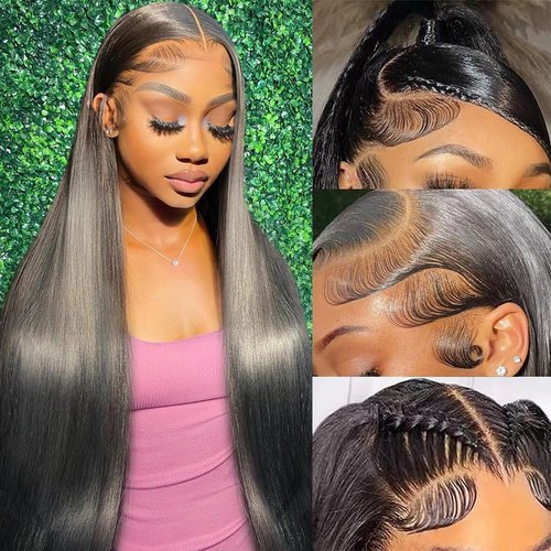 UKOWN 13x6 Lace Front Wigs Human Hair 28 Inch Straight HD Transparent Lace Front Wigs Human Hair Pre Plucked Natural Color 180 Density With Baby Hair for Women