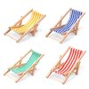 Dollhouse Miniature Furniture Accessories Foldable Wooden Beach Chair Mini Longue Deck Chair Doll House Ornament Kits for DIY Fairy Garden Dollhouse Decoration - Pack of 4