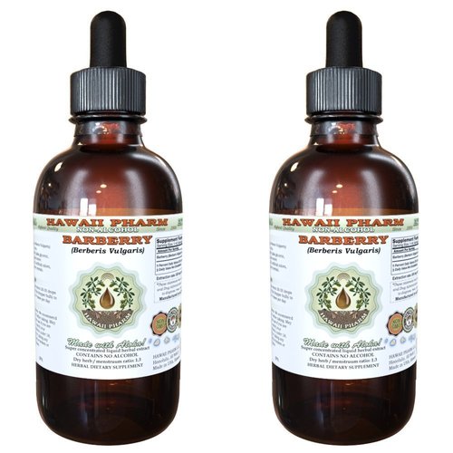 Hawaii Pharm Barberry Alcohol-Free Liquid Extract, Organic Barberry (Berberis Vulgaris) Dried Root Bark Glycerite Natural Herbal Supplement 2x4 oz