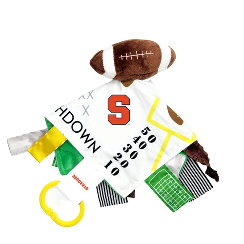 The Learning Lovey Syracuse University Orange Baby Football Tag Toy - College Baby Sensory Crinkle Toys - Soft & Safe - Ideal Baby Stroller Toy - BPA Free w/Stroller Clip (10" x 10" Tag Toy)…