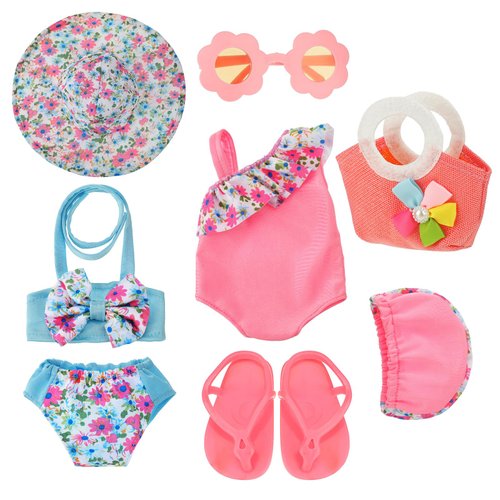 Kajaia 8 Pcs Doll Swimsuit 18 Inch Doll Clothes and Accessories Doll Dress Flip Flops Hat Outfit Swimsuit Accessories for 18 Inch Doll