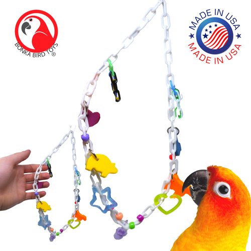 Bonka Bird Toys 1536 Charm Necklace Toy Cage Links Cages Parrot Birds Parakeet Plastic Charm Swing Perch Cockatiel Small Climbing Playground Supplies