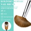 3PCS Acrylic Nail Brush Set, Size 6/10/14. Kolinsky Hair,Oval Crimped Pressed Shaped Acrylic Nail Brushes,Blue Metal Handle Acrylic Powder Brush Set Professional Manicure For DIY Home Salon