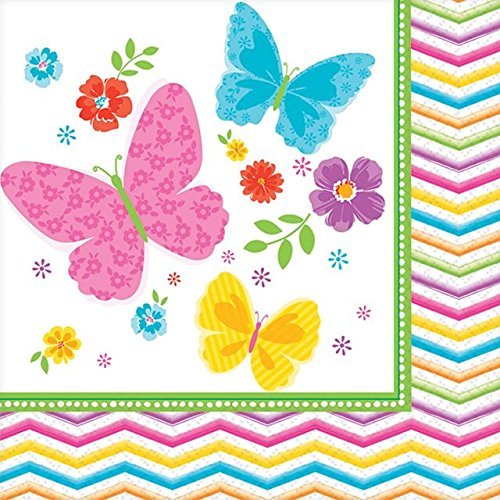 Celebrate Spring Beverage Napkins Party Tableware (36 Pieces), Multi Color, 5" x 5".