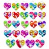 Roaqua 30 packs Bulk heart shape Mini Pop Fidget Key Chain，birthday Party Favors Small Valentine Wedding Party Favors and Classroom Student Gifts
