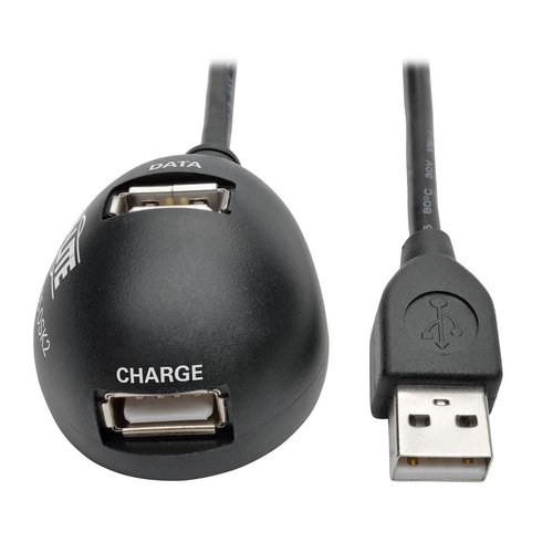 TRIPP LITE 5Ft 2-Port USB 2.0 Hi-Speed Desktop Gold A/A Extension Cable M/F 5' (U024-005-Dsk2), Black