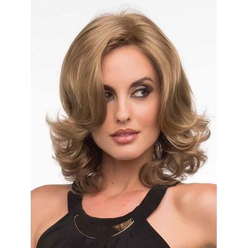 SEVENCOLORS Short Blonde Wavy Wigs for White Women Natural Layered Curly Bob Wigs Side Part Synthetic Hair Brown Wigs for Women