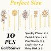 10PCS Crystal Hair Clips Vintage Rhinestone Hair Pin Metal Alloy Plume Bobby Pin Leafy Vine Hair Barrettes Stars Pearl Daisy Hair Accessories for Women Girls Brides