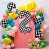 40 Inch Checkered Number Balloon 2 Black and White Two Fast Race Car Birthday Balloons Baby Hippie Smile Party Shower Boys 2nd Birthday Race Car Theme Party Decor Supplies 5 Pcs
