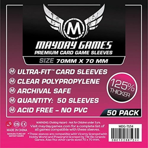 Small Square Card Sleeves (70x70mm) - 50 Pack, Premium Thickness