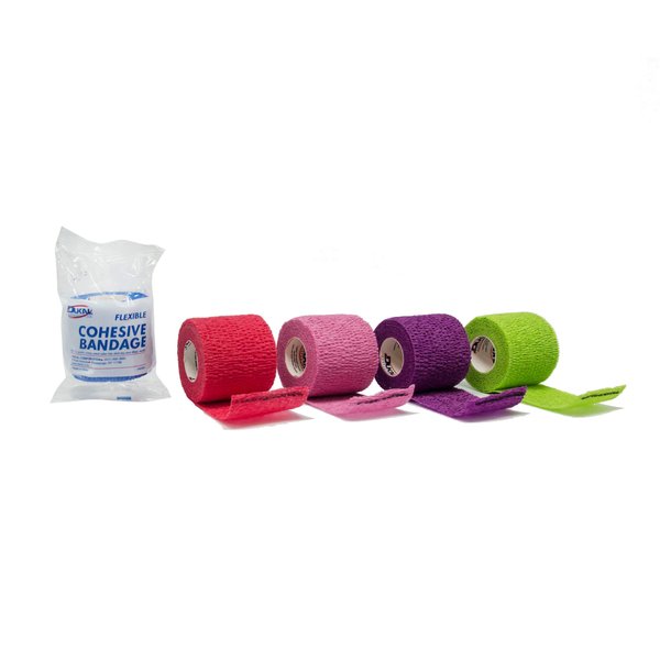 DUKAL 8025AS Cohesive Bandage, Non-Sterile, Latex, 2" Width, 5 yd. Length, Assorted Colors (Pack of 36)